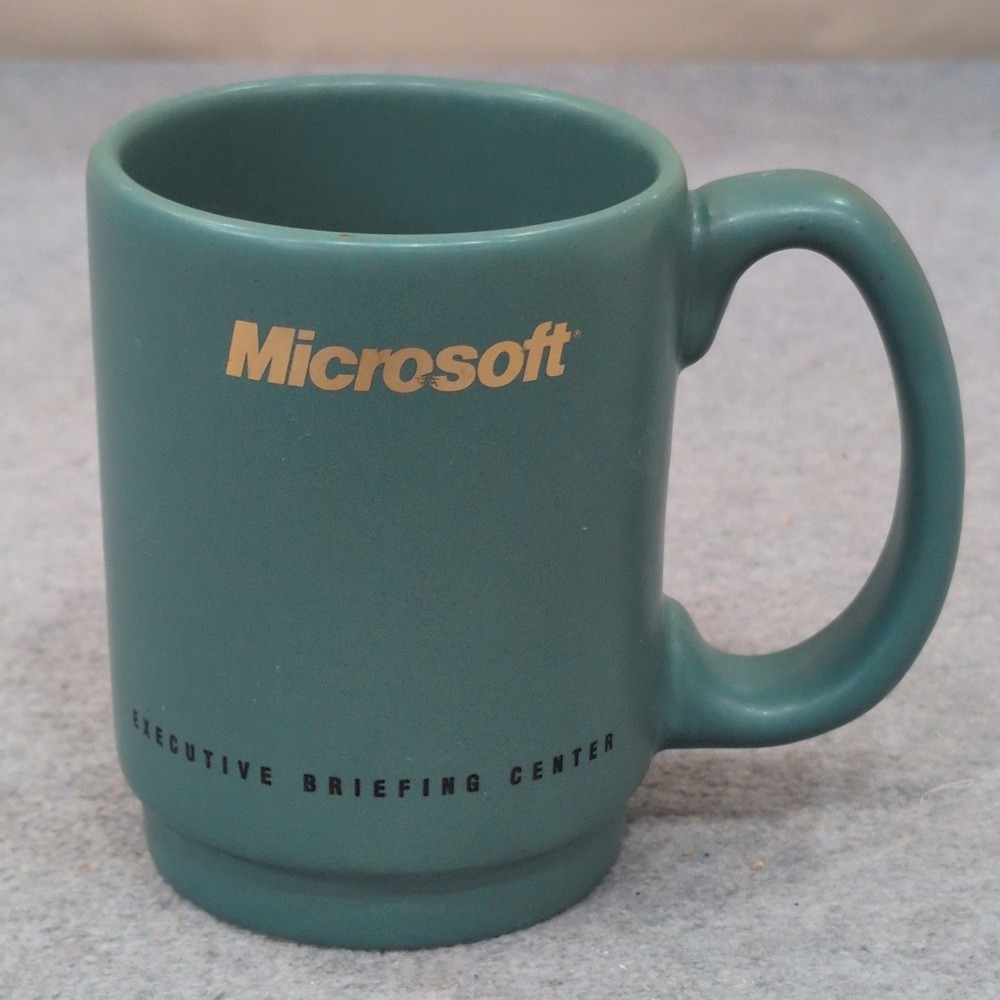 Vintage Microsoft Executive Briefing Center Coffee Mug Teal Made in USA Ceramic - Picture 1 of 5